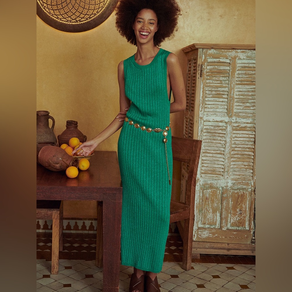 SPELL MERCURY KNIT MAXI DRESS in emerald green - Peacock Madame collection